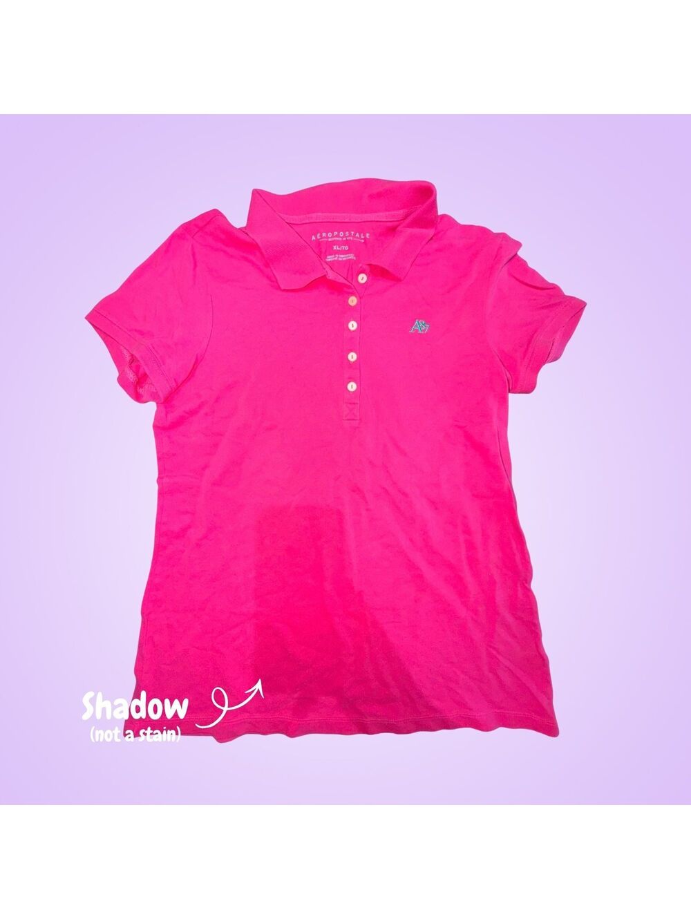 Aeropostale Women's XL Pink Short Sleeve Polo Shirt A87 Embroidered Logo Top